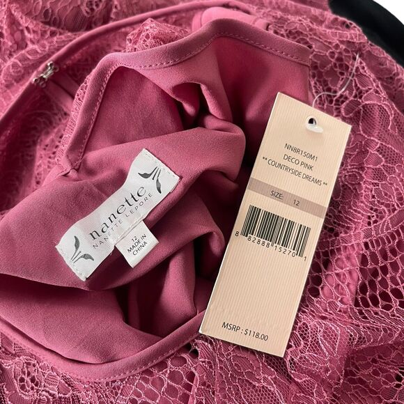 Nanette Lepore 12 Countryside Dreams Shift Dress Pink Lace Sleeveless NWT - Picture 2 of 10